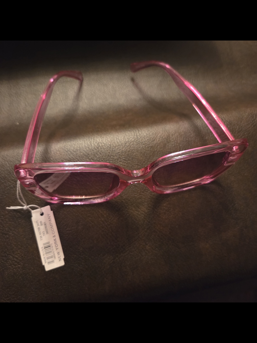 New York & Company Transparent Pink Rectangle Sunglasses